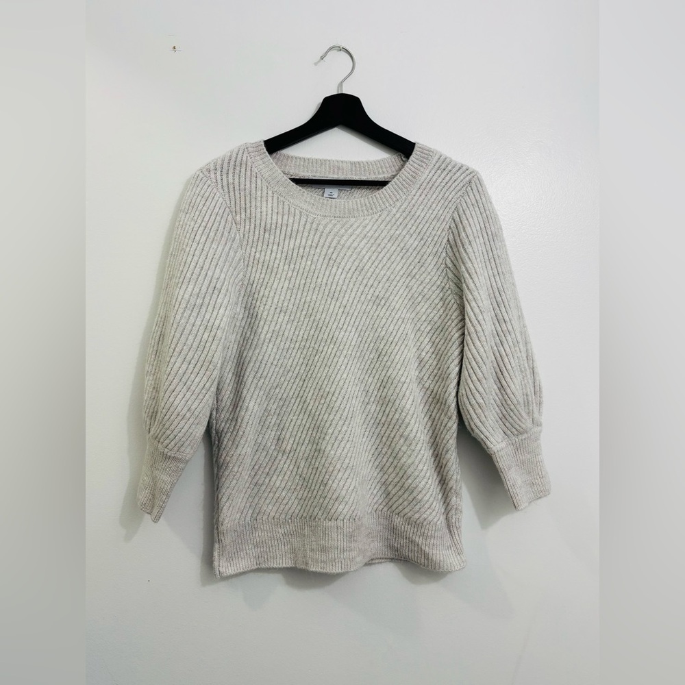 Liz Claiborne Women's Ribbed Gray Metallic Pullover Sweater, Size M